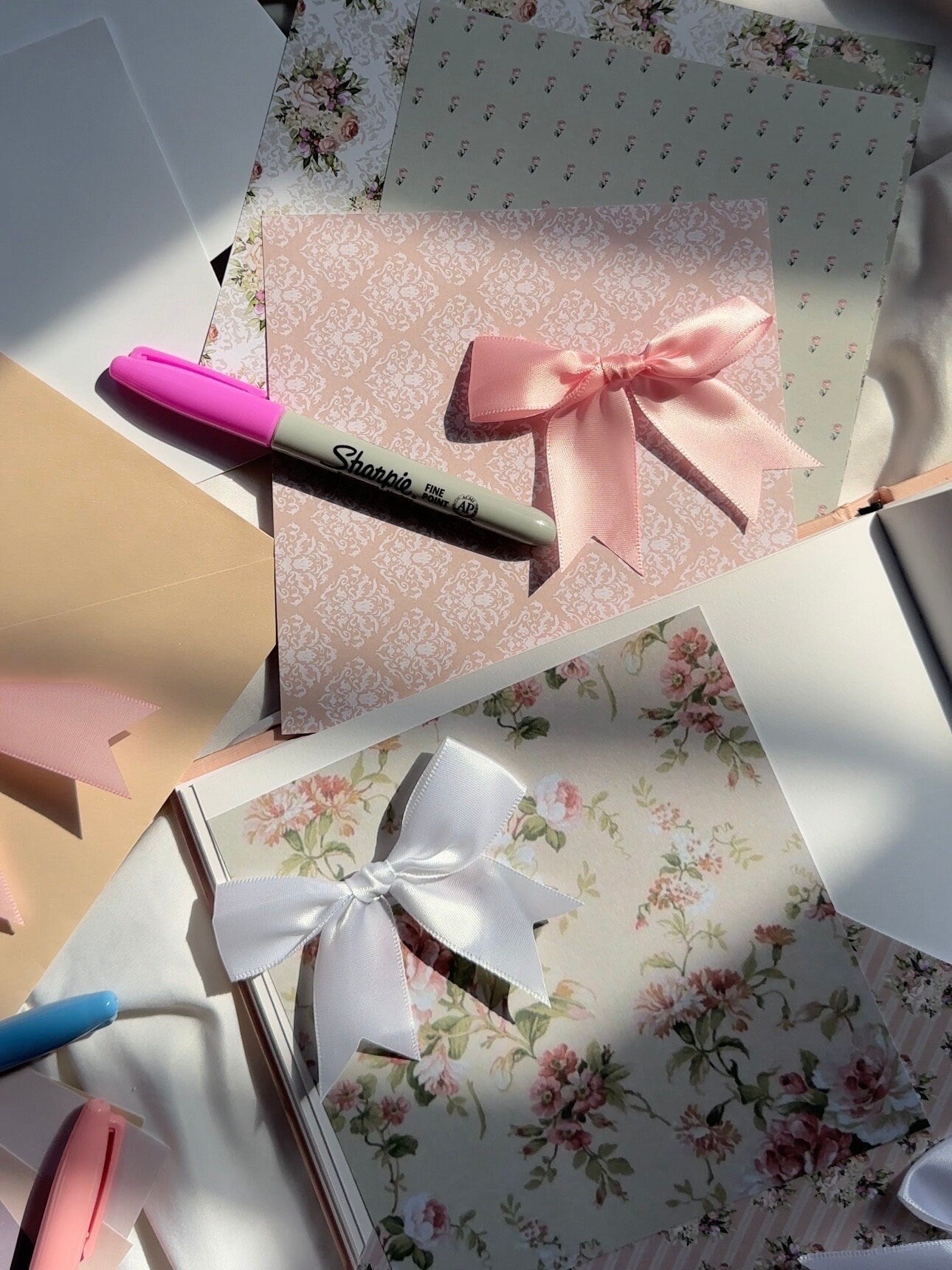 Bows Scrapbook Kit, Coquette Stationary For Scrapbooking and Junk Journaling