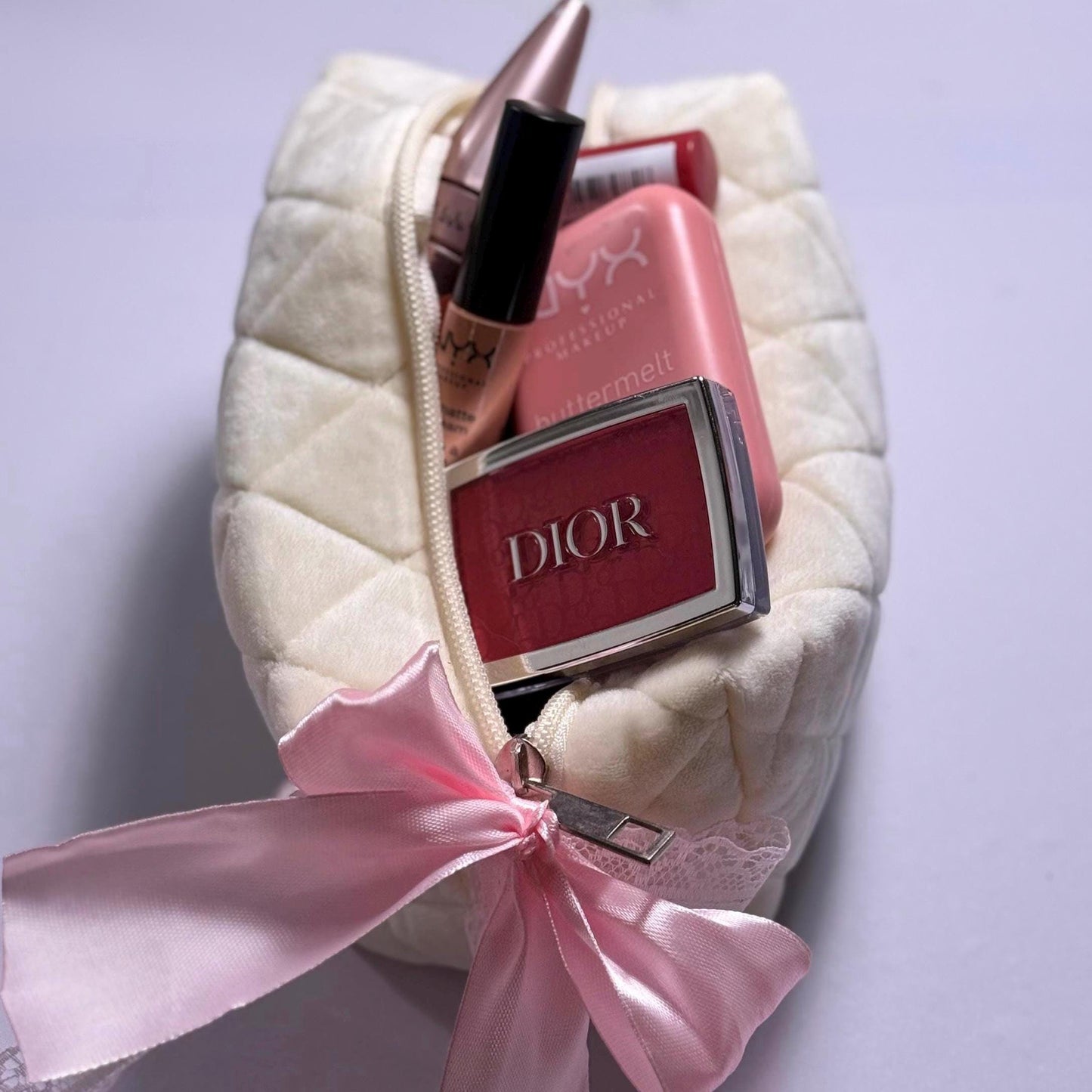 Isabella Oversized Pouch, Puff Pattern, Portable Makeup Bag
