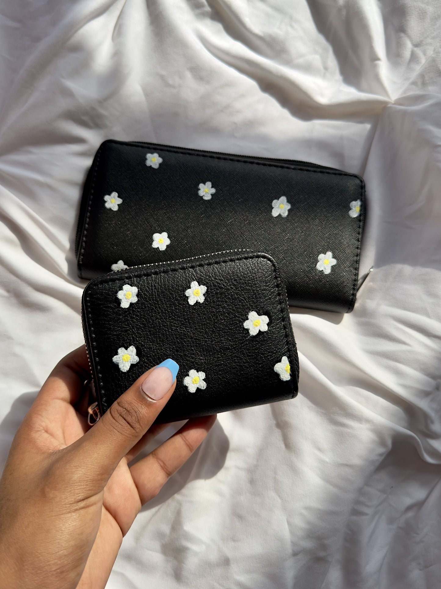 Daisy Wallet, Hand-Painted Flower Wallet