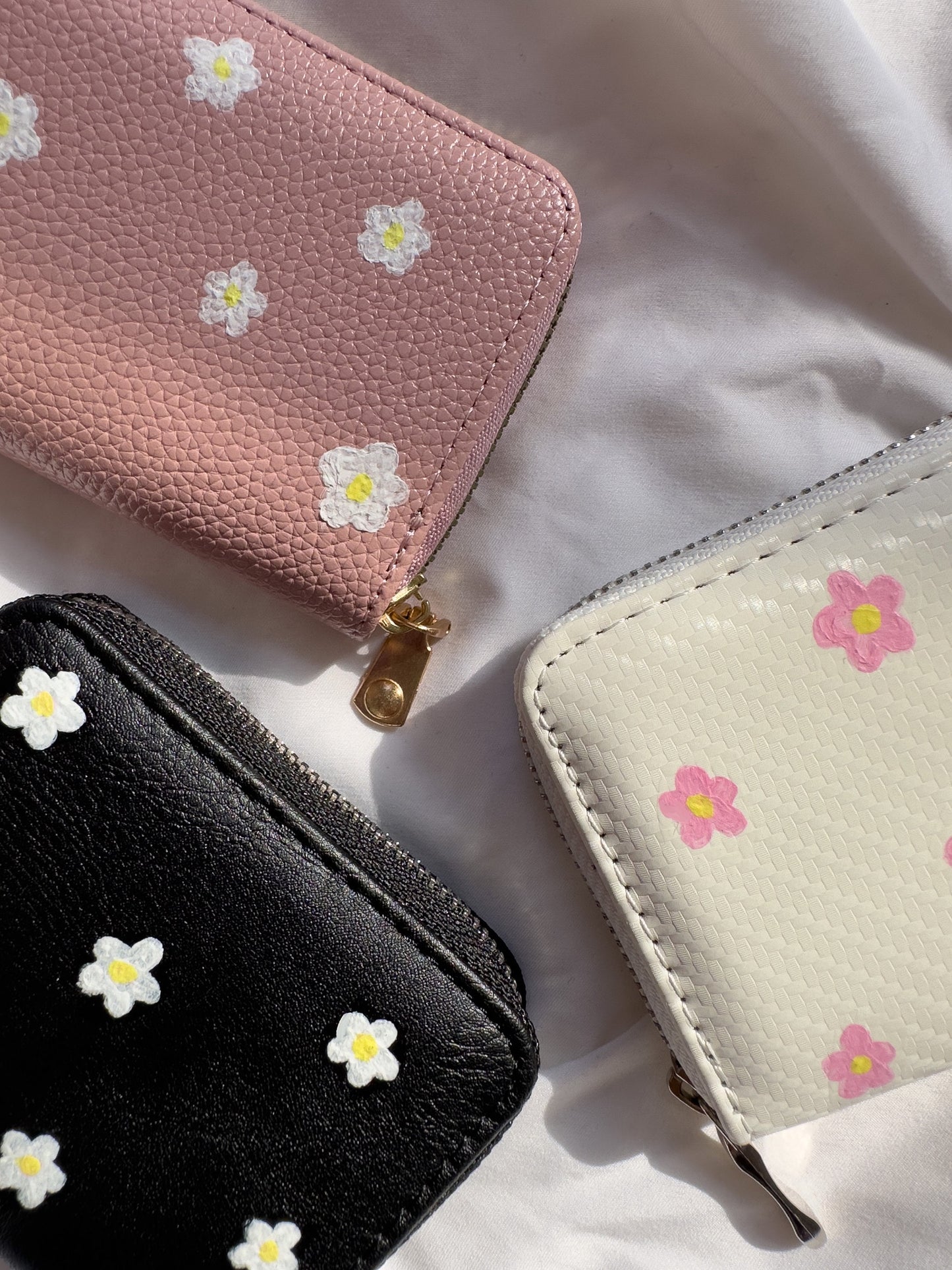 Daisy Wallet, Hand-Painted Flower Wallet