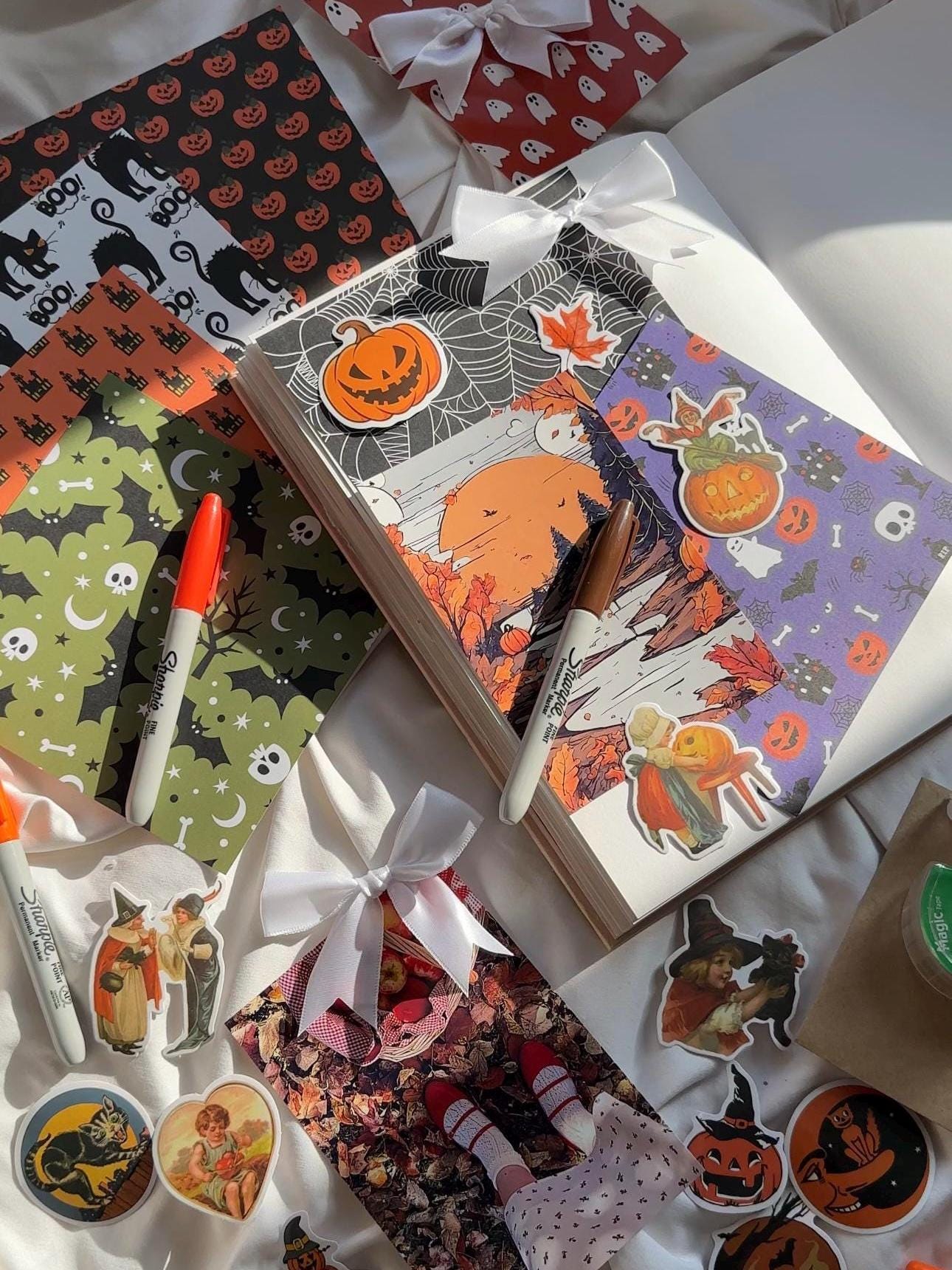 Halloween Scrapbook Kit, Spooky Stationary Set For Scrapbooking and Junk Journaling