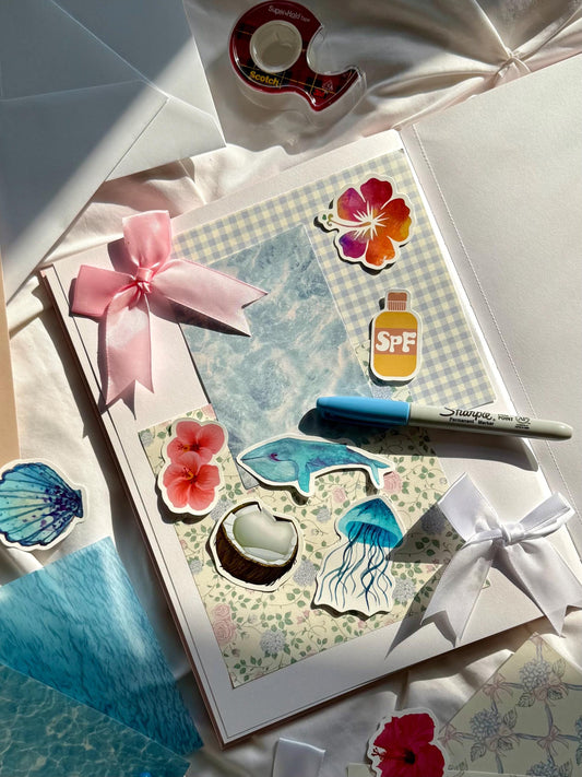 Coastal Girlfriend Scrapbook Kit, Stationary Gift For Scrapbooking and Junk Journaling