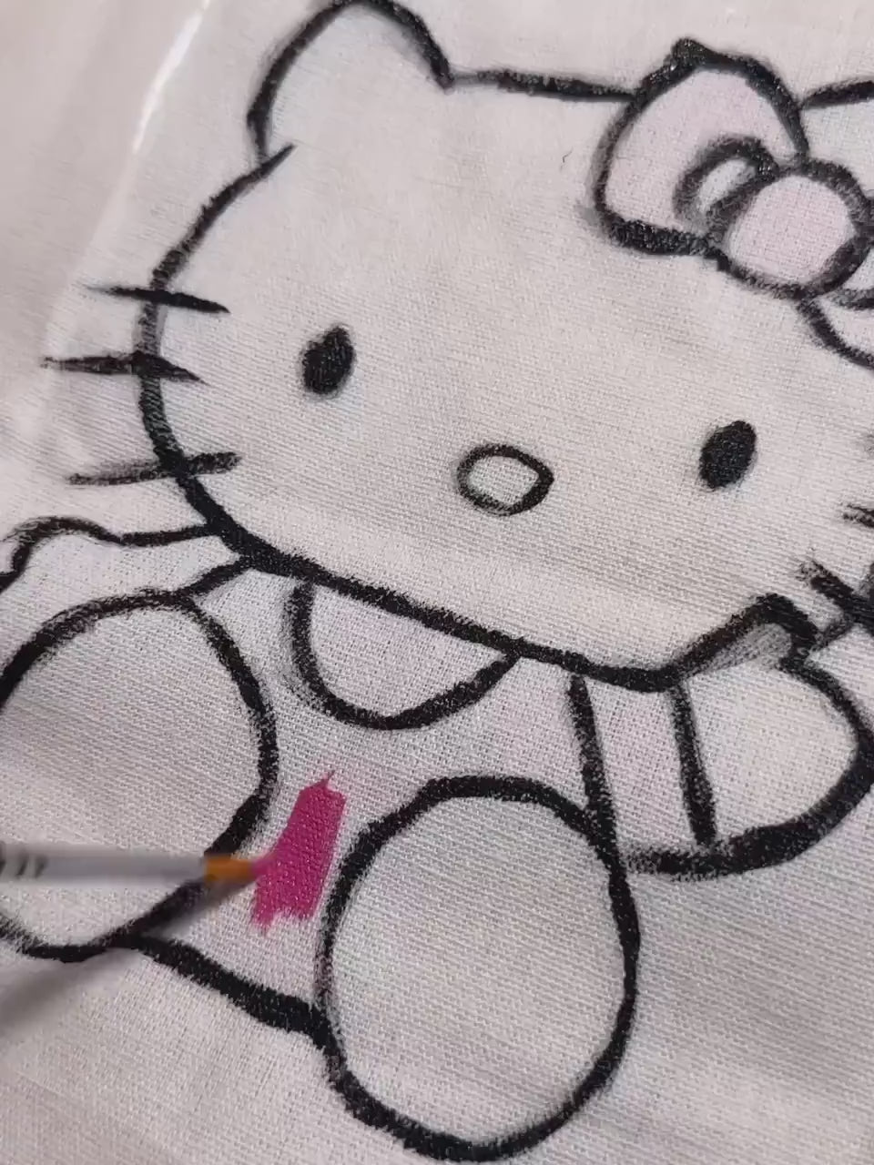 Hello Kitty Canvas Tote Bag, Hand-painted Tote